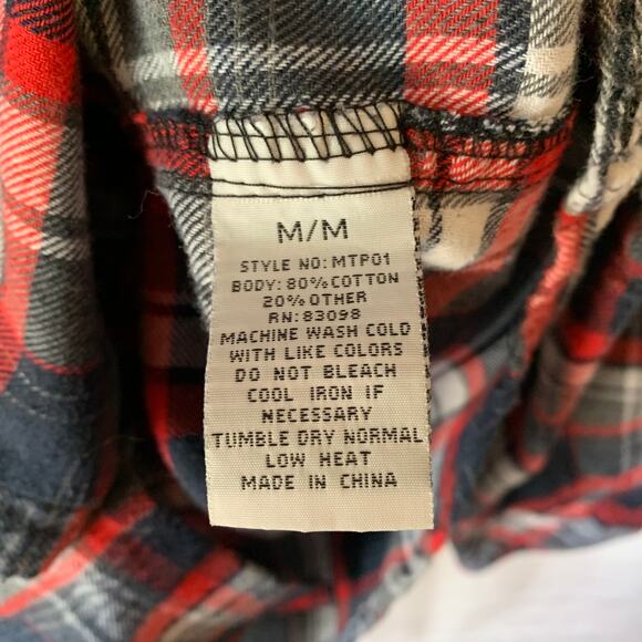 Cavalini Men's Plaid Button Up Shirt Red White Navy Size Medium - Picture 10 of 15